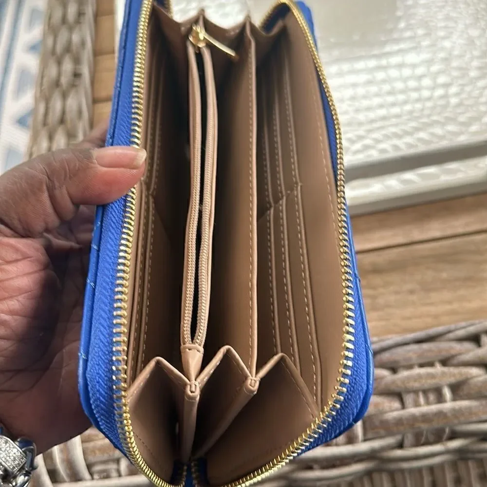 Anne Klein Blue Quilted Wristlet